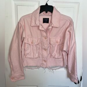 Abercrombie & Fitch Pink Cropped Jean Jacket